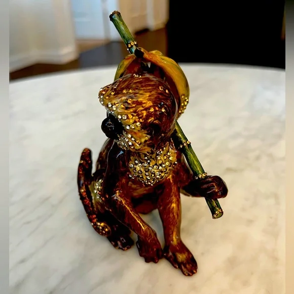 Jay Strongwater Limited Edition Sitting Monkey w/ Bananas Figurine